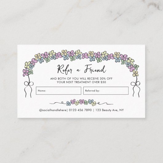 モダン共有ザラブガーリーフローラメイクアップサロン 紹介カード (裏面)