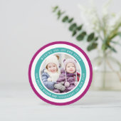 モダン円カラフルクリスマス写真アクア シーズンカード (スタンド正面)