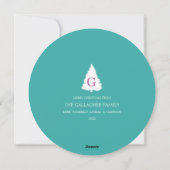 モダン円カラフルクリスマス写真アクア シーズンカード (裏面)