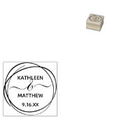 モダン円名の日付結婚の ラバースタンプ (押印)