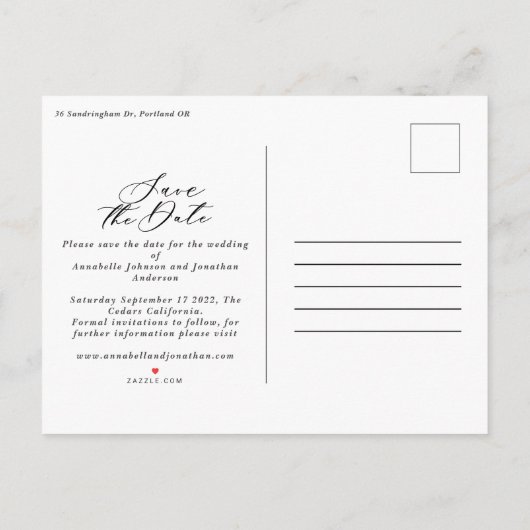 モダン写エレガント真の水彩植物体 案内ポストカード (裏面)