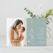 モダン写エレガント真の男女兼用洗礼 招待状 (スタンド正面)