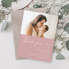 モダン写エレガント真バプテスマ サンキューカード