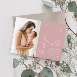 モダン写エレガント真バプテスマ サンキューカード