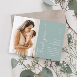 モダン写エレガント真バプテスマ サンキューカード