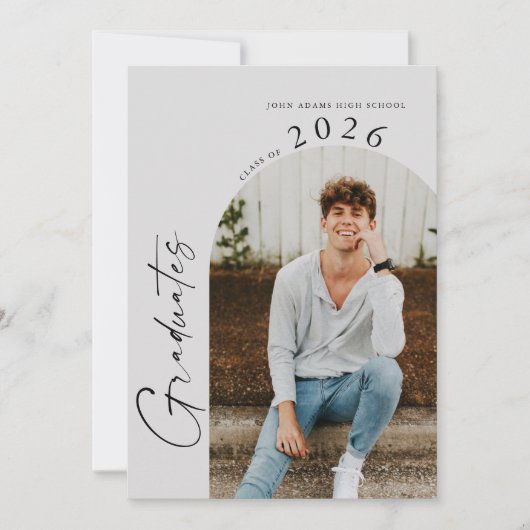 モダン写ミニマル真ツイン卒業生2名パーティー 招待状 (正面)