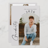 モダン写ミニマル真ツイン卒業生2名パーティー 招待状 (正面/裏面)