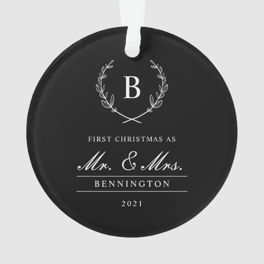 モダン写メリー結婚した真と初めてのクリスマス オーナメント (裏面)