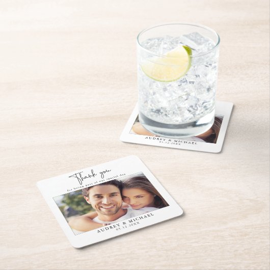 モダン写真あり結婚と スクエアペーパーコースター (インサイチュ)