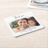 モダン写真あり結婚と スクエアペーパーコースター (アングル)