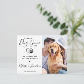 モダン写真おもしろいPET結婚の犬婚約 案内ポストカード (スタンド正面)