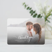 モダン写真のスクリプ結婚ト サンキューカード (スタンド正面)