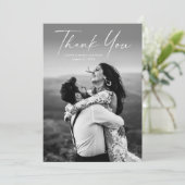 モダン写真のスクリプ結婚ト サンキューカード (スタンド正面)