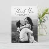 モダン写真のスクリプ結婚ト サンキューカード (スタンド正面)