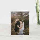 モダン写真のスクリプ結婚ト サンキューカード (正面)