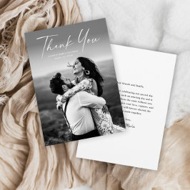 モダン写真のスクリプ結婚ト サンキューカード