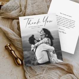 モダン写真のスクリプ結婚ト サンキューカード