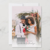 モダン写真のスクリプ結婚ト サンキューカード (正面)