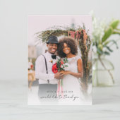 モダン写真のスクリプ結婚ト サンキューカード (スタンド正面)
