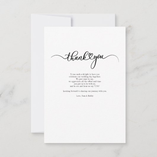 モダン写真のスクリプ結婚ト サンキューカード (裏面)