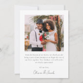 モダン写真のスクリプ結婚ト サンキューカード (裏面)