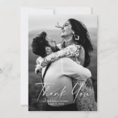 モダン写真のスクリプ結婚ト サンキューカード (正面)