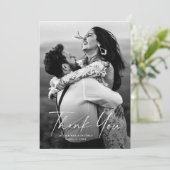 モダン写真のスクリプ結婚ト サンキューカード (スタンド正面)