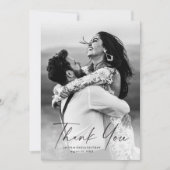 モダン写真のスクリプ結婚ト サンキューカード (正面)