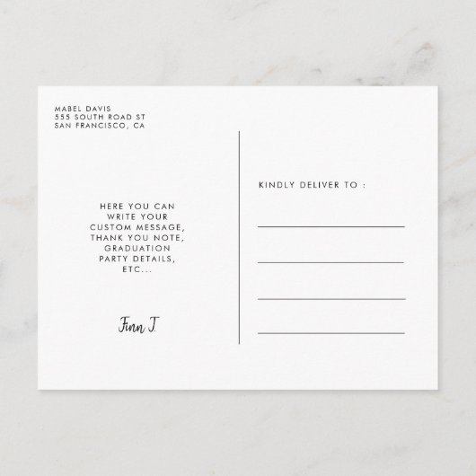 モダン写真の卒業式 ポストカード (裏面)