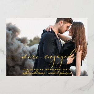 モダン写真の婚約した婚約パーティ 箔招待状