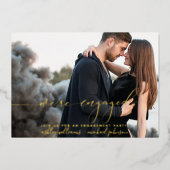 モダン写真の婚約した婚約パーティ 箔招待状 (正面)