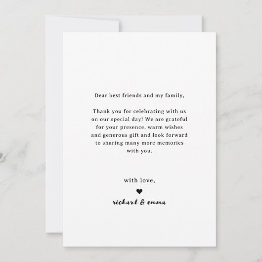 モダン写真の結婚サンキューカード サンキューカード (裏面)