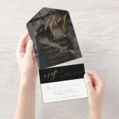 モダン写真の結婚スクリプト オールインワン招待状 (切り取り部)