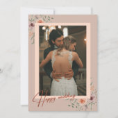 モダン写真の結婚フローラサンキューカードのスクリプト サンキューカード (正面)