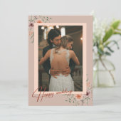 モダン写真の結婚フローラサンキューカードのスクリプト サンキューカード (スタンド正面)