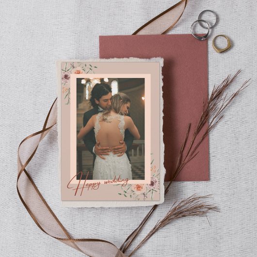 モダン写真の結婚フローラサンキューカードのスクリプト サンキューカード