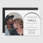 モダン写真アーチ結婚ラグジュアリー マグネット招待状 (正面/裏面)