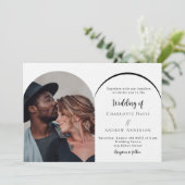 モダン写真アーチ結婚ラグジュアリー 招待状 (スタンド正面)