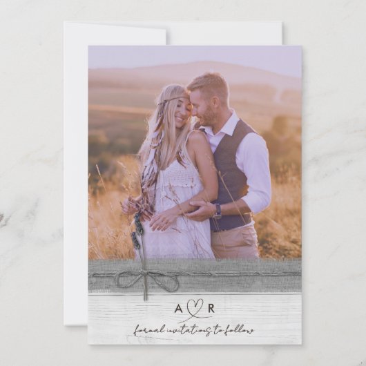 モダン写真エレガントカレン素朴ダラベンダー セーブザデート (裏面)