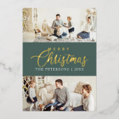 モダン写真エレガントコラージュのクリスマスグリーティング 箔シーズンカード (正面)