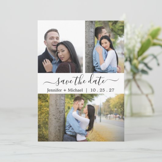 モダン写真エレガントコラージュ–2 – 日付の保存 セーブザデート (スタンド正面)