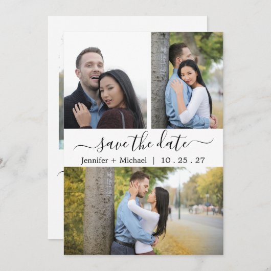 モダン写真エレガントコラージュ–2 – 日付の保存 セーブザデート (正面/裏面)