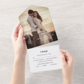 モダン写真エレガントピーチ結婚ズ オールインワン招待状 (貼ってはがせる)