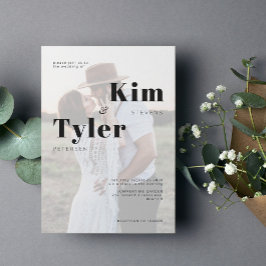 モダン写真オーバーレイ結婚タイポグラフィ 招待状