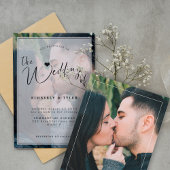 モダン写真オーバーレイ結婚白黒 招待状