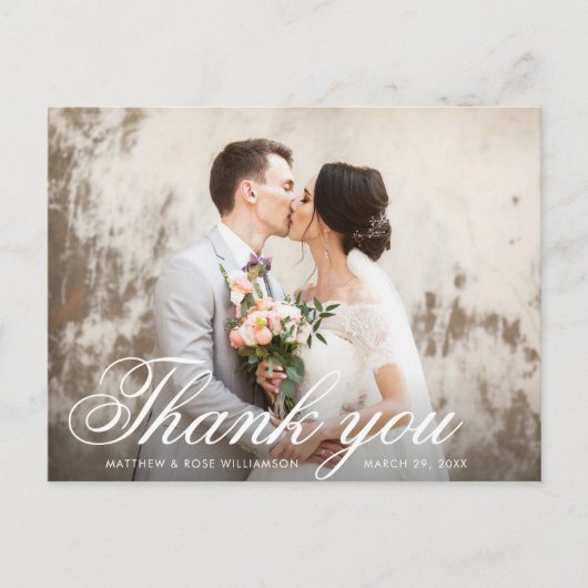 モダン写真オ結婚ーバーサンキューカード ポストカード (正面)