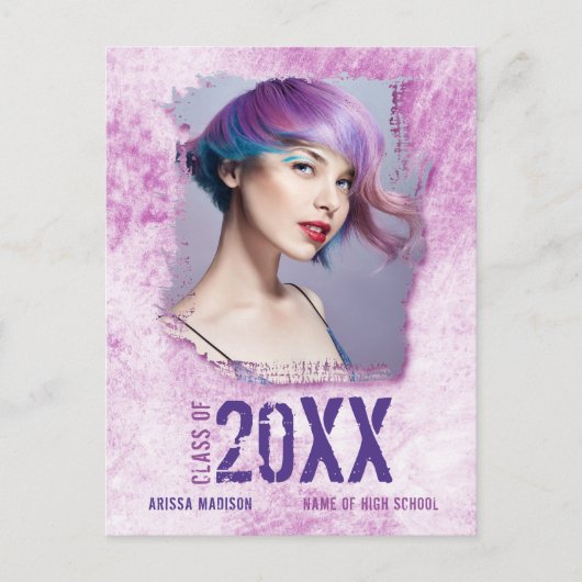 モダン写真カッコいいグランジピンクグラード発表 ポストカード (正面)