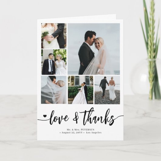モダン写真コラージュの愛と感謝してい結婚7 サンキューカード (正面)