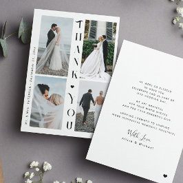 モダン写真コラージュの結婚サンキューカード4 サンキューカード