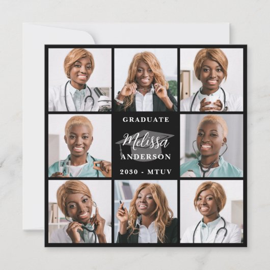 モダン写真コラージュパーソナライズされた卒業 招待状 (正面)